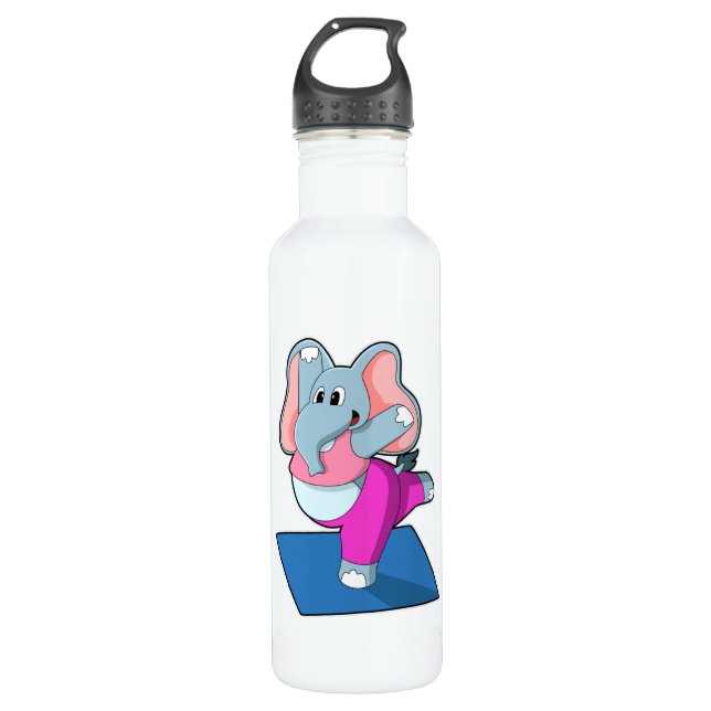 Elephant at Yoga Stretching exercises in Standing 710 Ml Water Bottle (Front)