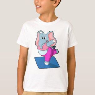 Elephant at Yoga Stretching exercises in Standing T-Shirt