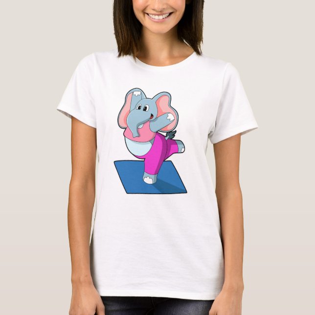Elephant at Yoga Stretching exercises in Standing T-Shirt (Front)