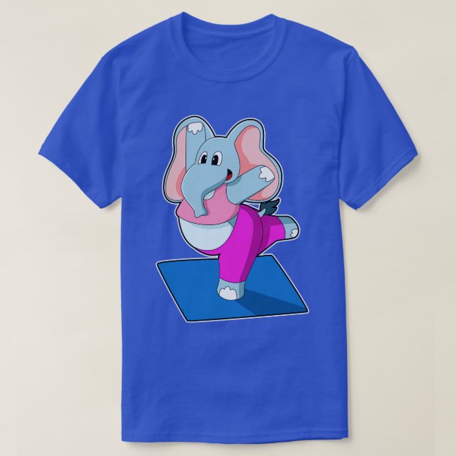 Elephant at Yoga Stretching exercises in Standing T-Shirt (Design Front)