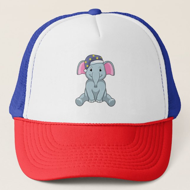 Eléphant au coucher avec casquette de nuit (Devant)