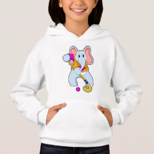 Elephant au hockey avec chauve-souris de hockey