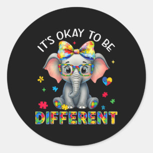 Elephant Autism Awareness It's Ok To Be Different  Classic Round Sticker