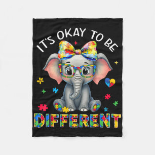 Elephant Autism Awareness It's Ok To Be Different Fleece Blanket