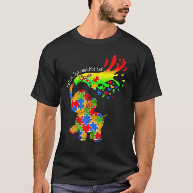 Elephant Autism Different Not Less Be Kind Puzzle  T-Shirt (Front)