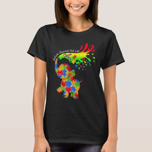 Elephant Autism Different Not Less Be Kind Puzzle  T-Shirt (Front)