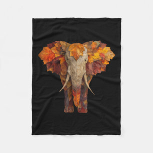 Elephant Autumn Leaves Artistic Animal Art Fall Ae Fleece Blanket