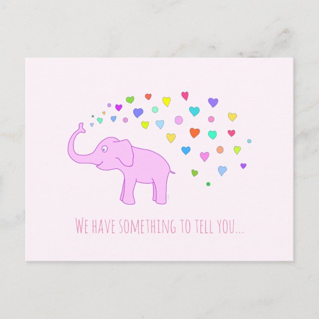 Eléphant avec coeur de couleur carte postale (Devant)