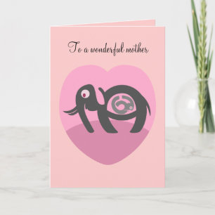 Eléphant avec le veau Valentines Carte de Jour