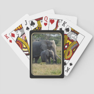 Elephant Baby and Mom Photo Art Playing Cards