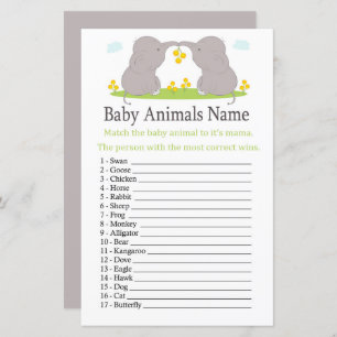 Elephant Baby Animals Name Game