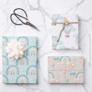 Elephant Baby Boy Baby Shower Wrapping Paper Sheet
