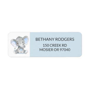 Elephant Baby Boy Shower Enveloppe Retour Adresse