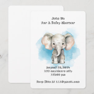 Elephant baby boy shower invitation 