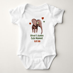 Elephant Baby Custom Name Date Cute Moment Bodysuit