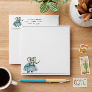 Elephant Baby Girl Baby Shower Invitation Envelope