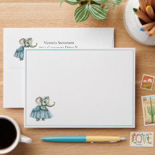 Elephant Baby Girl Baby Shower Invitation  Envelope