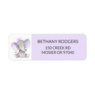Elephant Baby Girl Shower Enveloppe Retourner l'ad
