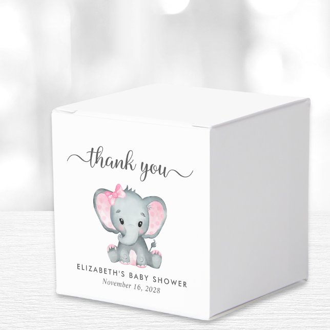 Elephant Baby Girl Shower Thank You Favor Box (Creator Uploaded)