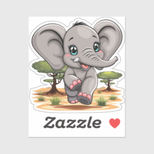 Elephant Baby Jumping Happy in African Savannah