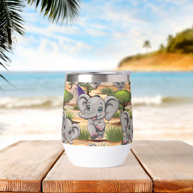 Elephant Baby Jumping Happy in African Savannah (Beach)