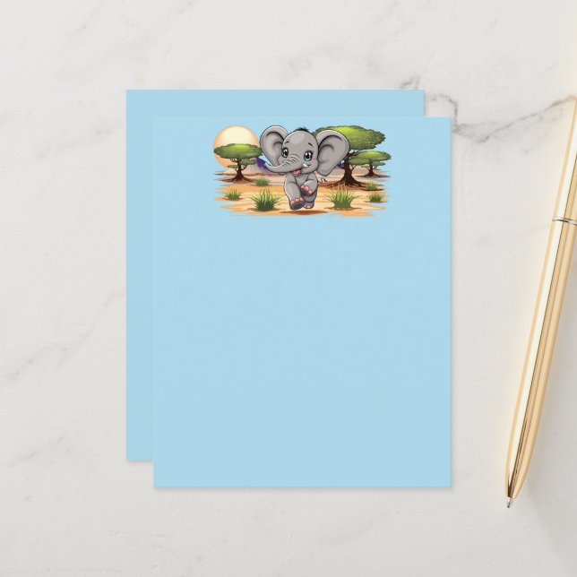 Elephant Baby Jumping Happy in African Savannah (Front/Back In Situ)