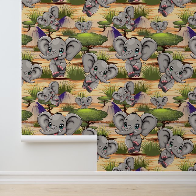 Elephant Baby Jumping Happy in African Savannah Wallpaper (Application)