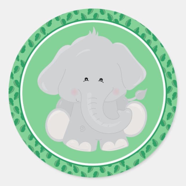 Elephant | Baby Safari Animals Round Sticker (Front)