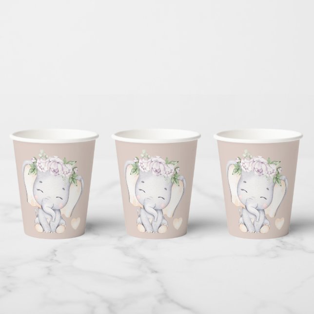 Elephant Baby Schouwer Paper Cups (Multi)