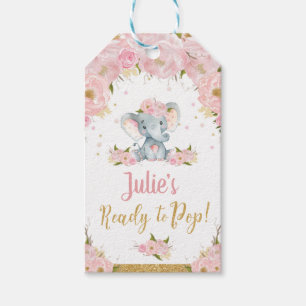 Elephant Baby Shower About to Pop Favour Gift Tags