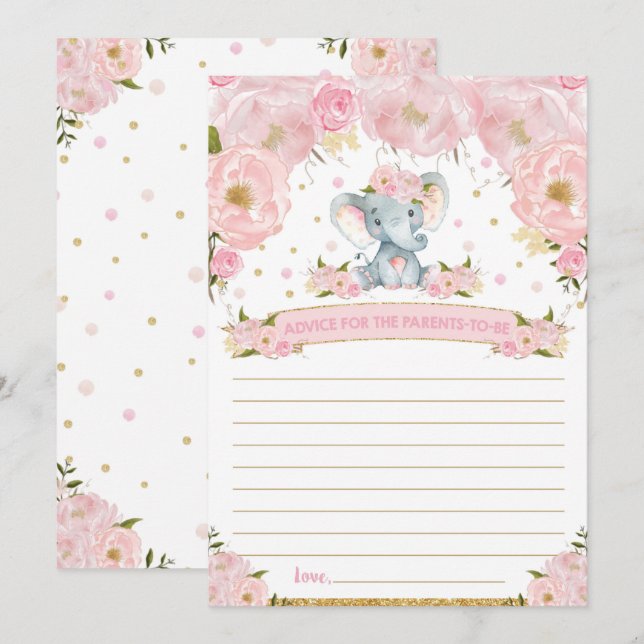 Elephant Baby Shower Advice for Parents to Be Card (Front/Back)