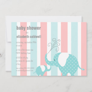 Elephant Baby Shower - Aqua Invitation