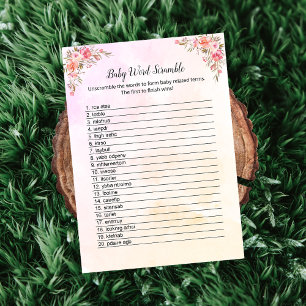 Elephant Baby shower Baby Word Scramble Carte de j