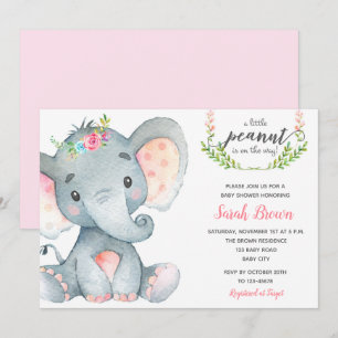 Elephant baby shower bébé fille invitation douche