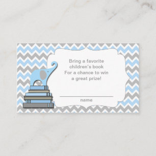 Elephant Baby Shower book raffle tickets blue Enclosure Card