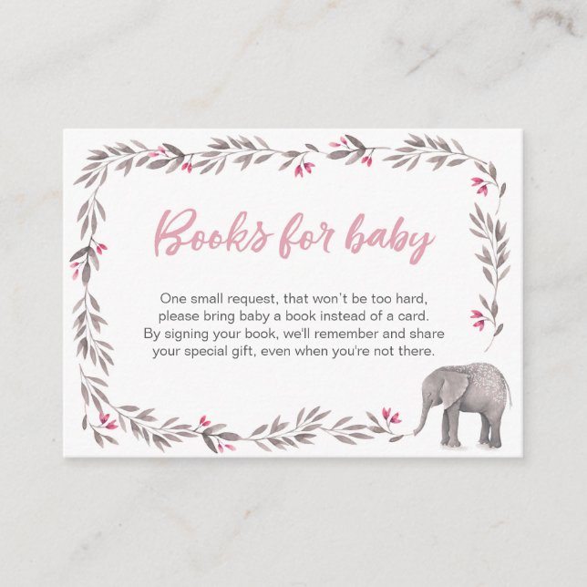 Elephant Baby Shower Books for baby Enclosure Card (Front)
