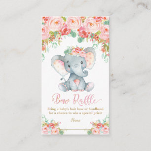 Elephant Baby Shower Bow Raffle Headband Baby Girl Enclosure Card