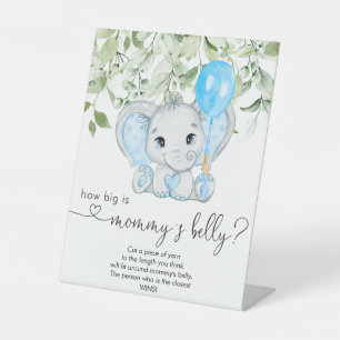 Elephant Baby Shower Boy How Big Is Mommy's Belly  Pedestal Sign