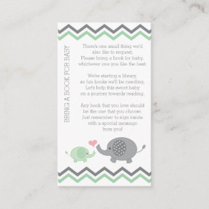 Elephant Baby Shower Bring a Book Insert Green