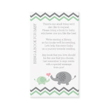 Elephant Baby Shower Bring a Book Insert | Green