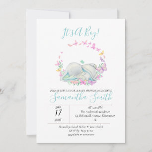 Elephant Baby Shower Butterflies Invitation