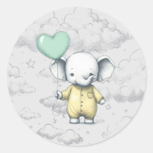 Elephant Baby Shower Classic Round Sticker