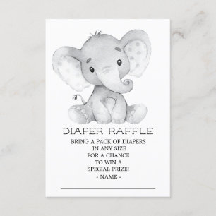 Elephant Baby Shower Diaper Raffle Ticket Enclosure Card