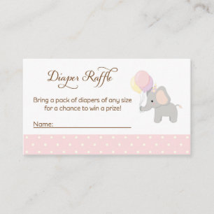 Elephant Baby Shower Diaper Raffle Tickets Enclosure Card