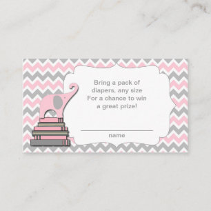 Elephant Baby Shower diaper raffle tickets pink Enclosure Card