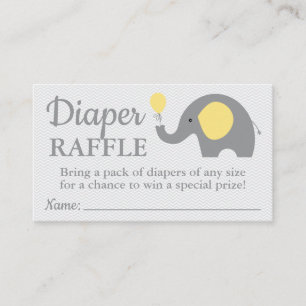 Elephant Baby Shower Diaper Raffle Tickets Yellow Enclosure Card