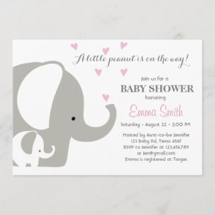 Elephant Baby Shower Elephant invitation Baby Girl