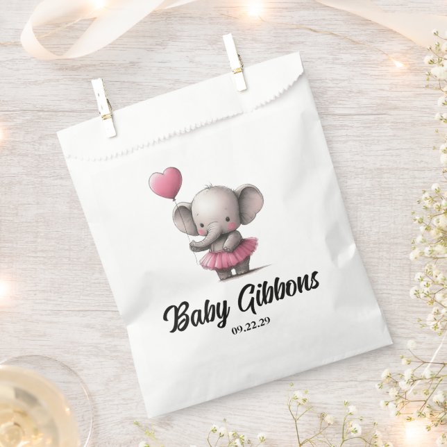 Elephant Baby Shower Favour Bag (Clipped)