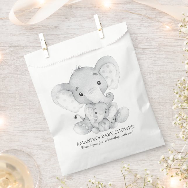 Elephant Baby Shower Favour Bags (Clipped)