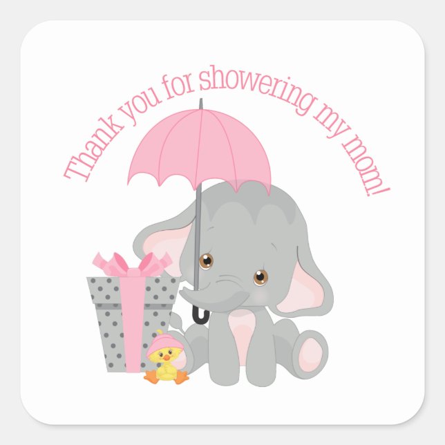 Elephant baby shower favour tag (Front)